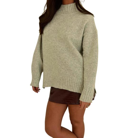 NEW MIRACLE mock neck sweater in heather grey - Picture 2 of 3